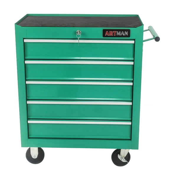 Noaman 5 Drawer Tool Chest with Wheels for Garage Storage Green