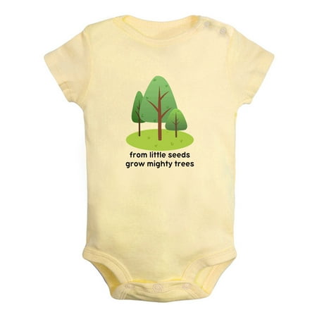 

iDzn From Little Seeds Grow Mighty Trees Funny Rompers For Babies Newborn Baby Unisex Bodysuits Infant Jumpsuits Toddler 0-12 Months Kids One-Piece Oufits (Yellow 18-24 Months)