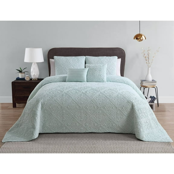 Westland Embroidered Plush 5 Piece Bedspread Set by VCNY Home