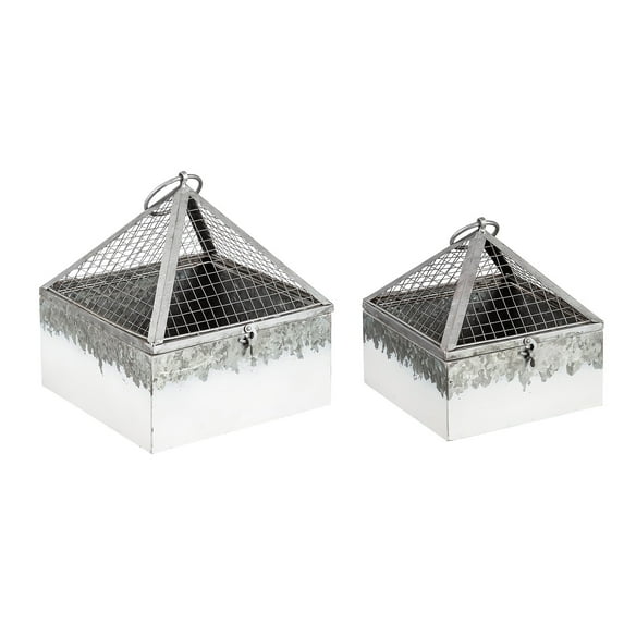 Evergreen Nested Metal Terrarium Planters, Set of 2