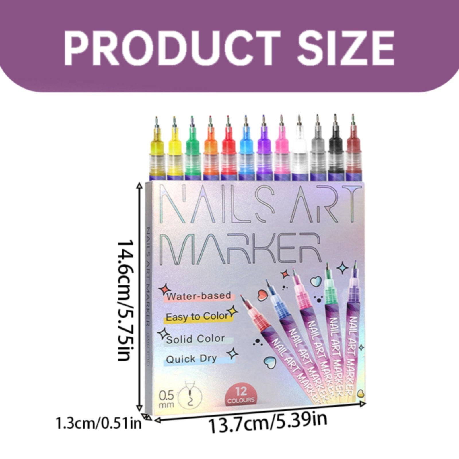 12 Colors Nail Art Pens Acrylic Paint Marker Set,DIY Manicure Tools,Fingernail Polish Pens for Art Drawing, Painting Dotting,Nail Markers for Nail Art