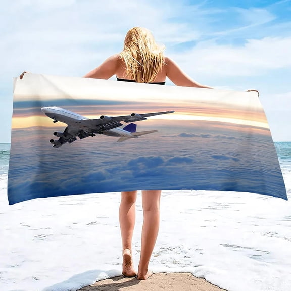 Airplane Printing Lightweight Thin Beach Towel Overd Extra Large Sand Free Towels Quick Dry Travel Camping Beach Accessories (5)