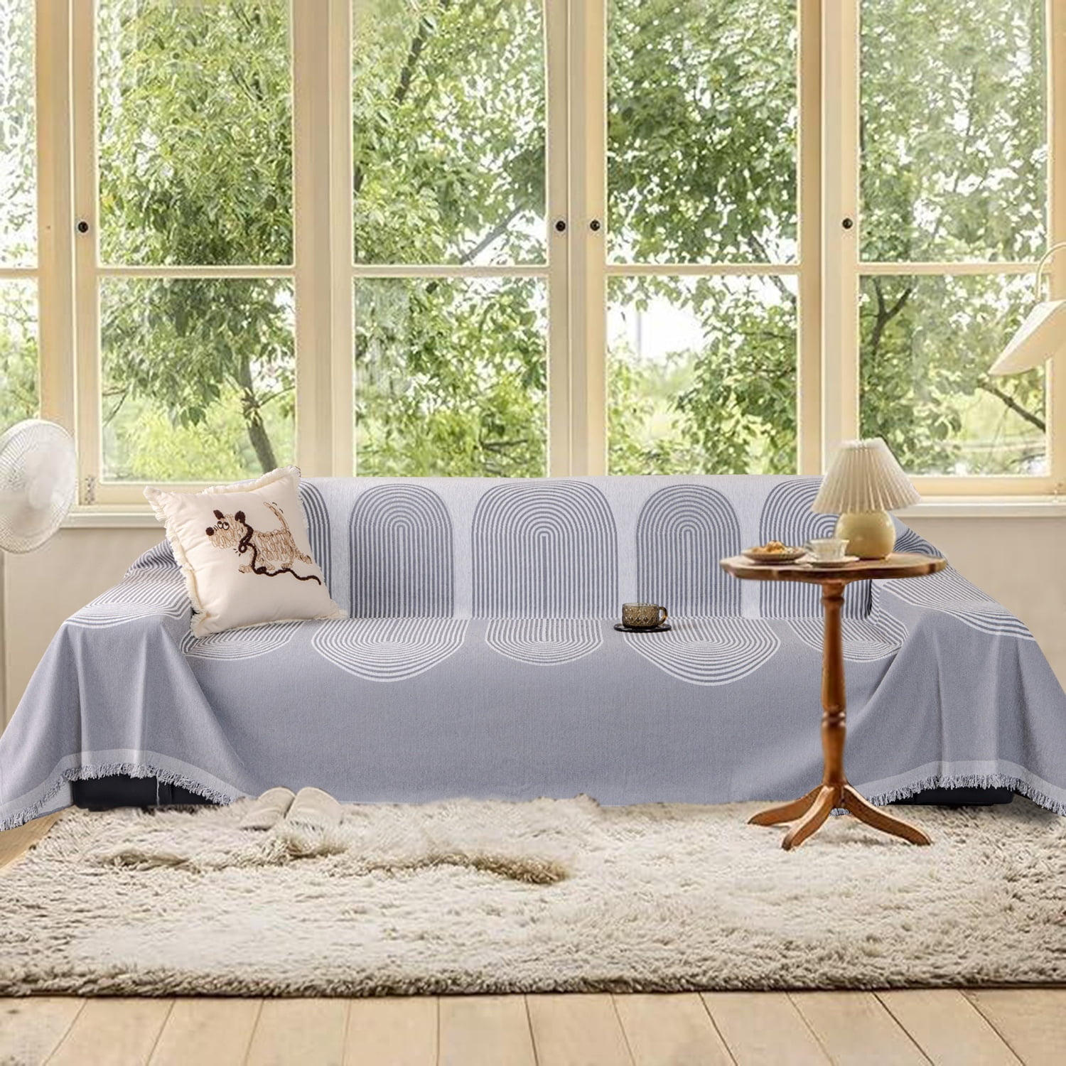 NAYOROOM Artistic Gray Sofa Cover，Couch Cover Protector Slipcover Sofa Towel Furniture Cover for Living Room（71"x 134" X-Large）