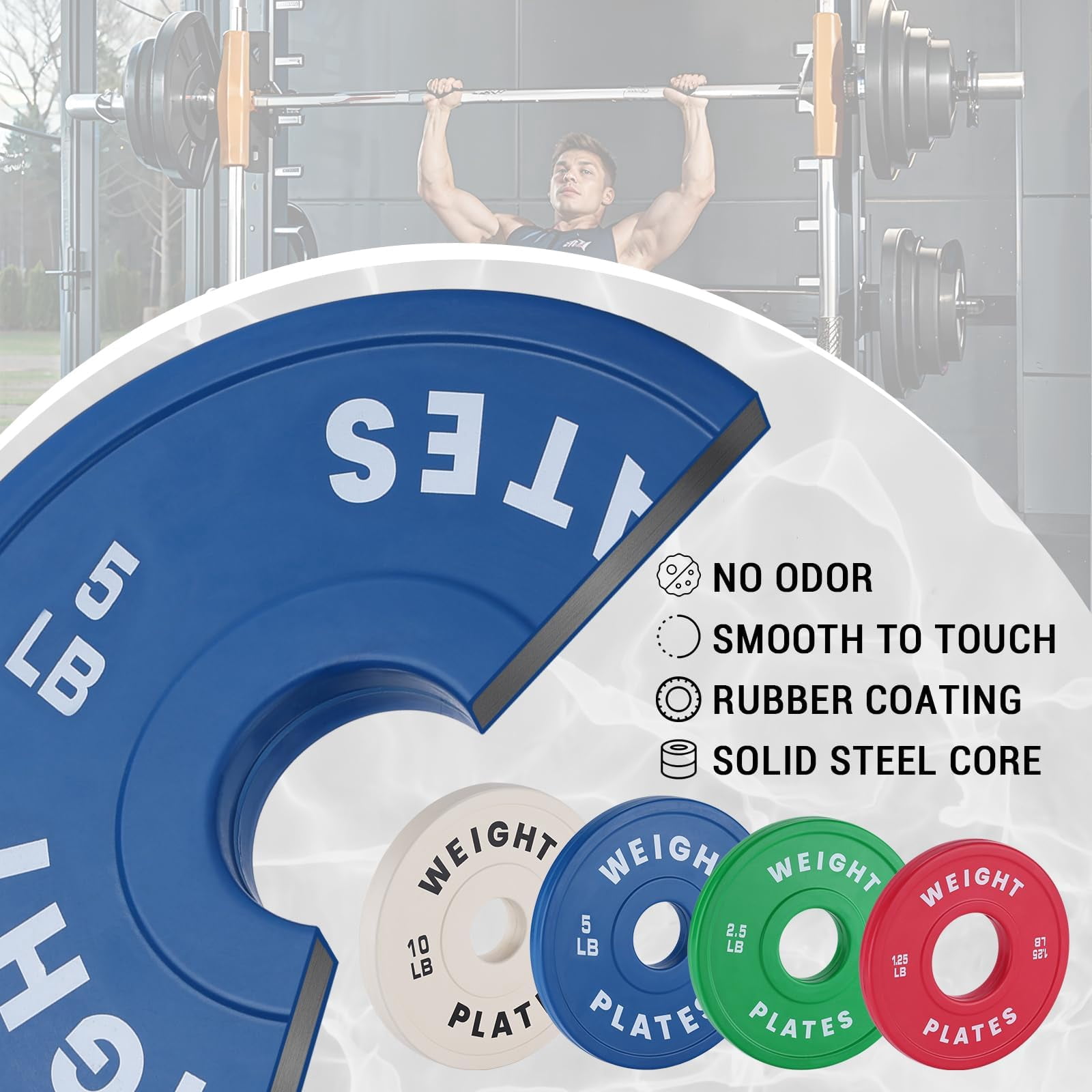 QinaQin 5-Pound Fractional Barbell Plates, 2 Plates Per Set, Color-Coded Rubber-Coated, Suitable for 2-Inch Olym-pic Barbells