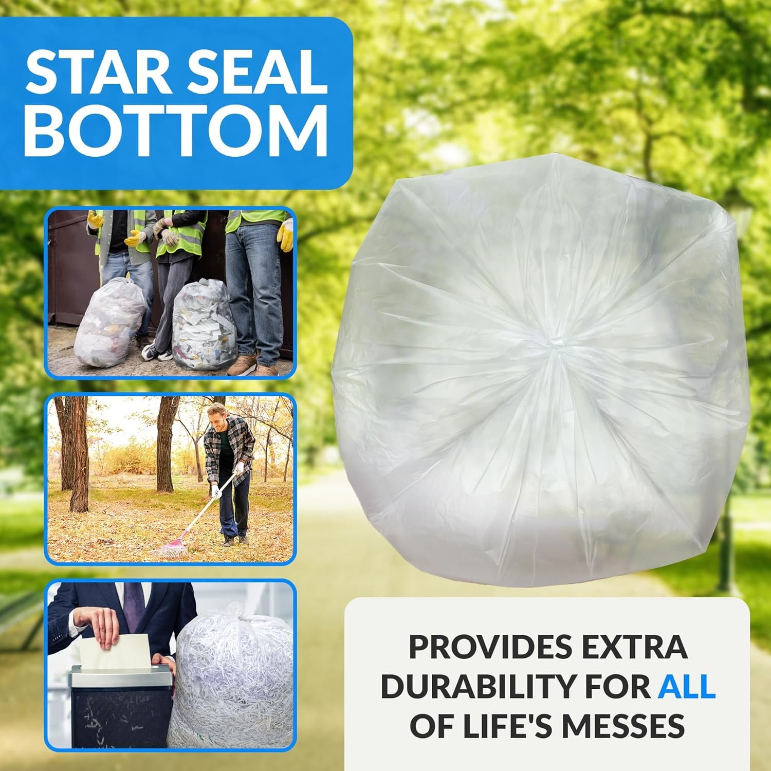 30-33 Gallon Trash Bags Heavy Duty | 250 Count Bulk | Clear Large Trash Bags 30+, 32 Gallon
