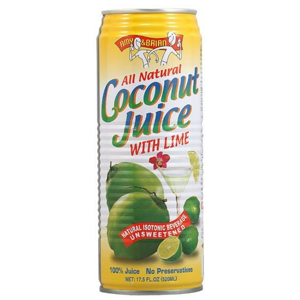 Amy & Brian All Natural Coconut Water With Lime, 17.5 Fl Oz, 12 Ct