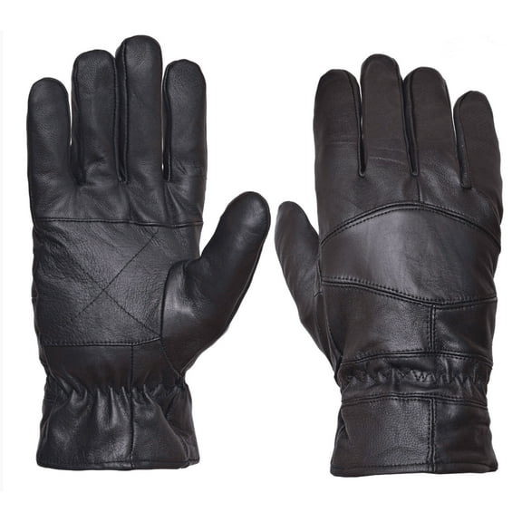 UNIK Men's Full-Finger Elastic Cowhide Leather Motorcycle Gloves - Black (M)