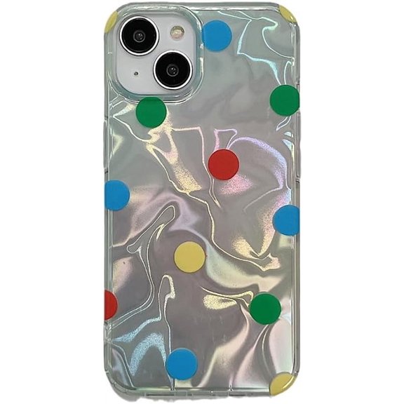 Designed for iPhone Case,Luxury Laser Bling Colorful Dot Pattern Camera Lens Protection Shockproof Protective Cover Phone Case (iPhone 12 Pro,Silver)
