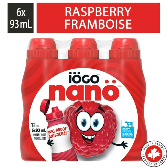 iÖGO nanö Yogourt à boire à la framboise 1&nbsp;% 6x93ML