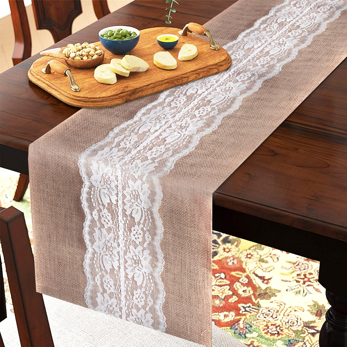 20×Burlap Lace Hessian Table Runner Rustic Jute Country Wedding Party Decor 