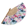 thumbnail image 2 of 1pc Hand Fan Flower Design Iris Watercolor Foldable 23cm 9inch with Bamboo Rib and Cotton Pouch, 2 of 5