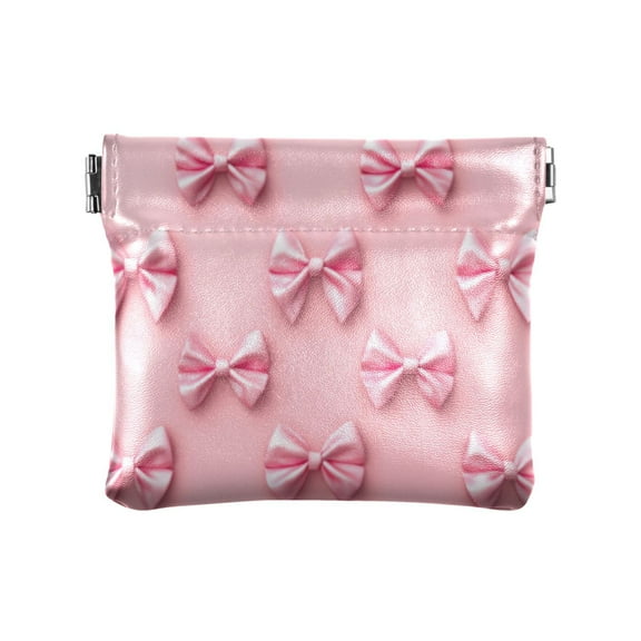 PU leather Coin Purses & Pouches Small Wallet Pink Simple Bows