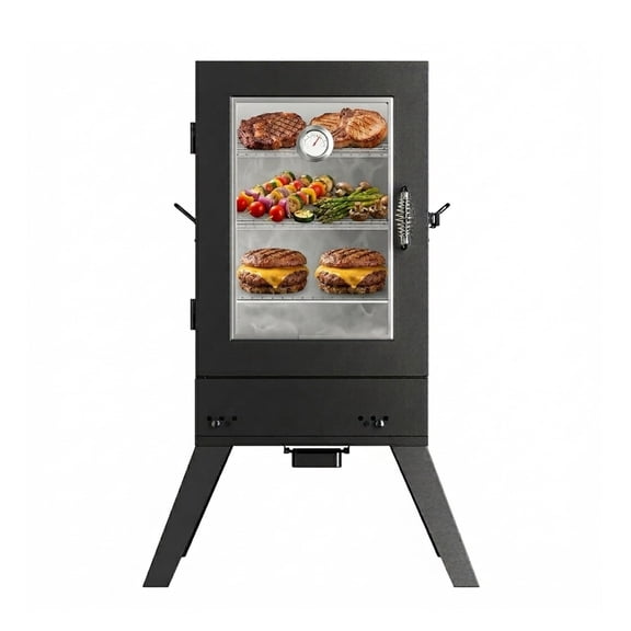 TABU Electric Smoker with 3 Replaceable Hooks,Large Backyard Digital Smoker with Window&Legs for outside,Black