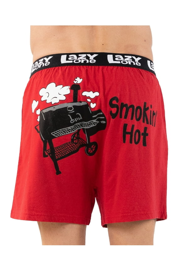 LazyOne Funny Animal Boxers, Novelty Boxer Shorts, Humorous Underwear, Gag Gifts for Men (Smokin' Hot, Large)