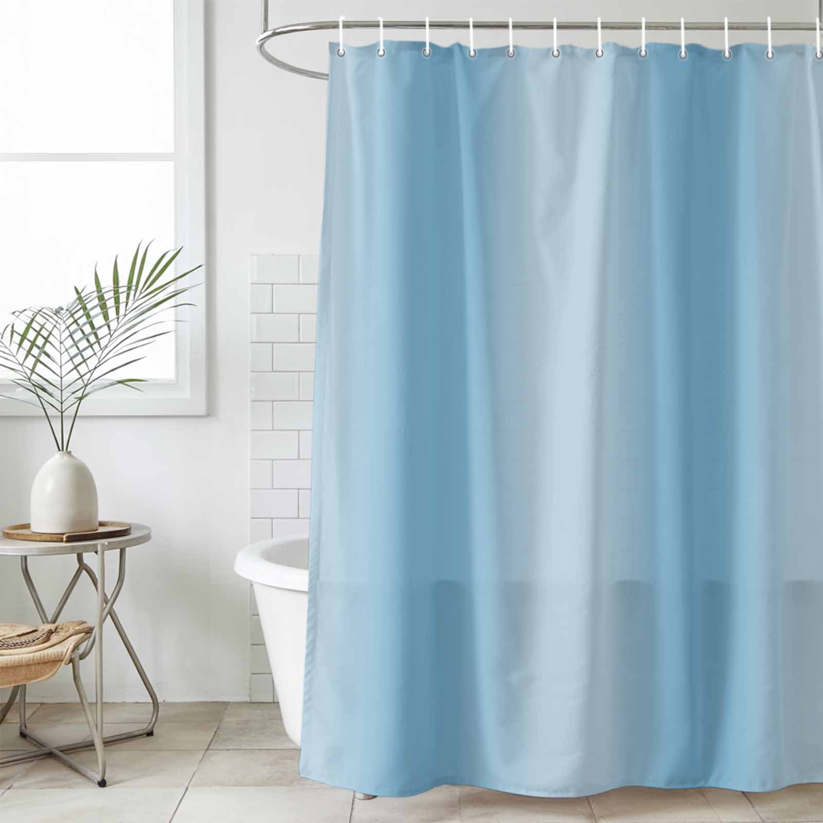Shower Curtain Bathroom Set Minimalist Light Blue Gradient Texture Waterproof Fabric Shower Curtains with Grommets&Hooks, Modern Monochrome Art Privacy Bath Curtain for Bathtub 72x72in