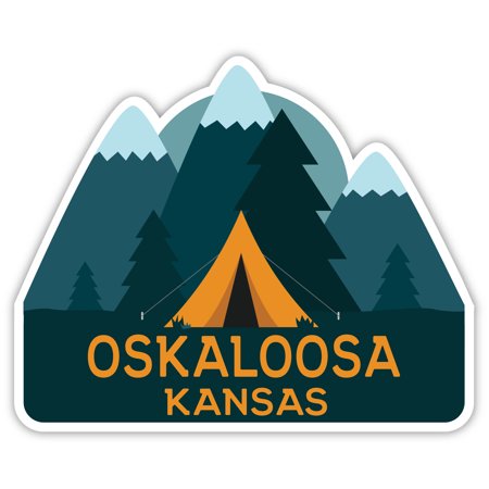 Oskaloosa Kansas Souvenir 4 Inch Vinyl Decal Sticker Camping Tent Design
