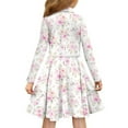 thumbnail image 3 of DISNIMO Rose Dress for Girls Dress with Flowers Kids Skater Dresses for Children Fall Outfits for Girls Dresses Long Sleeve Dress Children 7-8 Years Kids Midi Dress Girl Swing Dress Child Twirling, 3 of 7