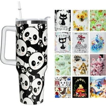 40 oz Panda Stainless Steel Tumbler with Handle Straw & Lid Panda Lover Cute Panda Tumbler Cup Travel Coffee Mug Panda Gifts for Women Girl