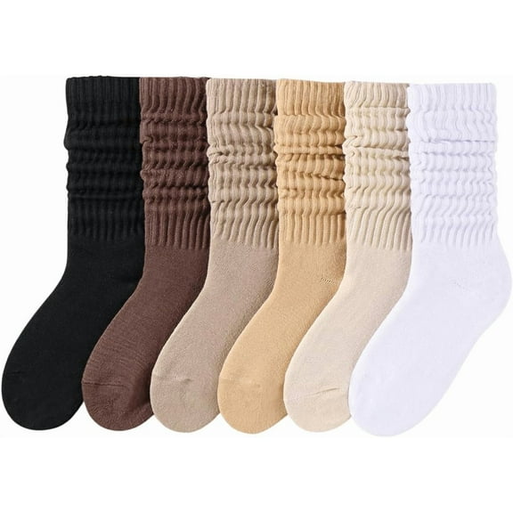 Women's 6 Pairs Slouch Socks Ribbed Knit Cozy Soft Scrunch Sock