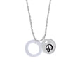 thumbnail image 2 of Delight Jewelry Acrylic 7/8" Ring Imitation Pearl Silvertone Script Initial Disc - D - Charm Necklace, 20"+3", 2 of 4