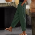 thumbnail image 2 of Sewkxo Womens Pant Sherpa Linen Drawstring Elastic Waist Trouser Spring Summer Casual Loose Casual Pant with Pockets,Army Green 5XL, 2 of 6