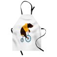 thumbnail image 1 of Bicycle Apron Big Teddy Bear Icon of Circus Riding Bicycle with Hipster Costume Animal Image, Unisex Kitchen Bib Apron with Adjustable Neck for Cooking Baking Gardening, Brown Yellow, by Ambesonne, 1 of 3