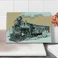 thumbnail image 2 of Steam Engine Cutting Board, Vintage Wooden Train Rail Wild West Wagon in Countryside Drawing Effect, Decorative Tempered Glass Cutting and Serving Board, Small Size, Peach White, by Ambesonne, 2 of 5