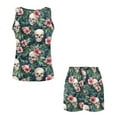 thumbnail image 5 of TSOVTHRID Tropical Palm Leaves Hibiscus Skull Print Pajama Set for Women Sleeveless Sleepwear with Short Pants Soft Nightwear Womens Round Collar Pj Sets for Summer, Size L, 5 of 7