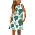 thumbnail image 1 of TJAZFJPA Robes Filles Mode Filles Mignonne Printemps et Été Imprimée Col Rond Sans Manches Robe Décontractée (2) Robe en Denim pour Filles, 1 of 5