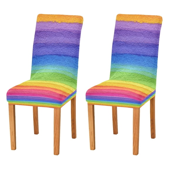 Chair Cover 2 Pack Removable Dining Chair Protectors Washable Chair Slipcovers Seat for Home Wedding Decor Watercolor Rainbow Colors