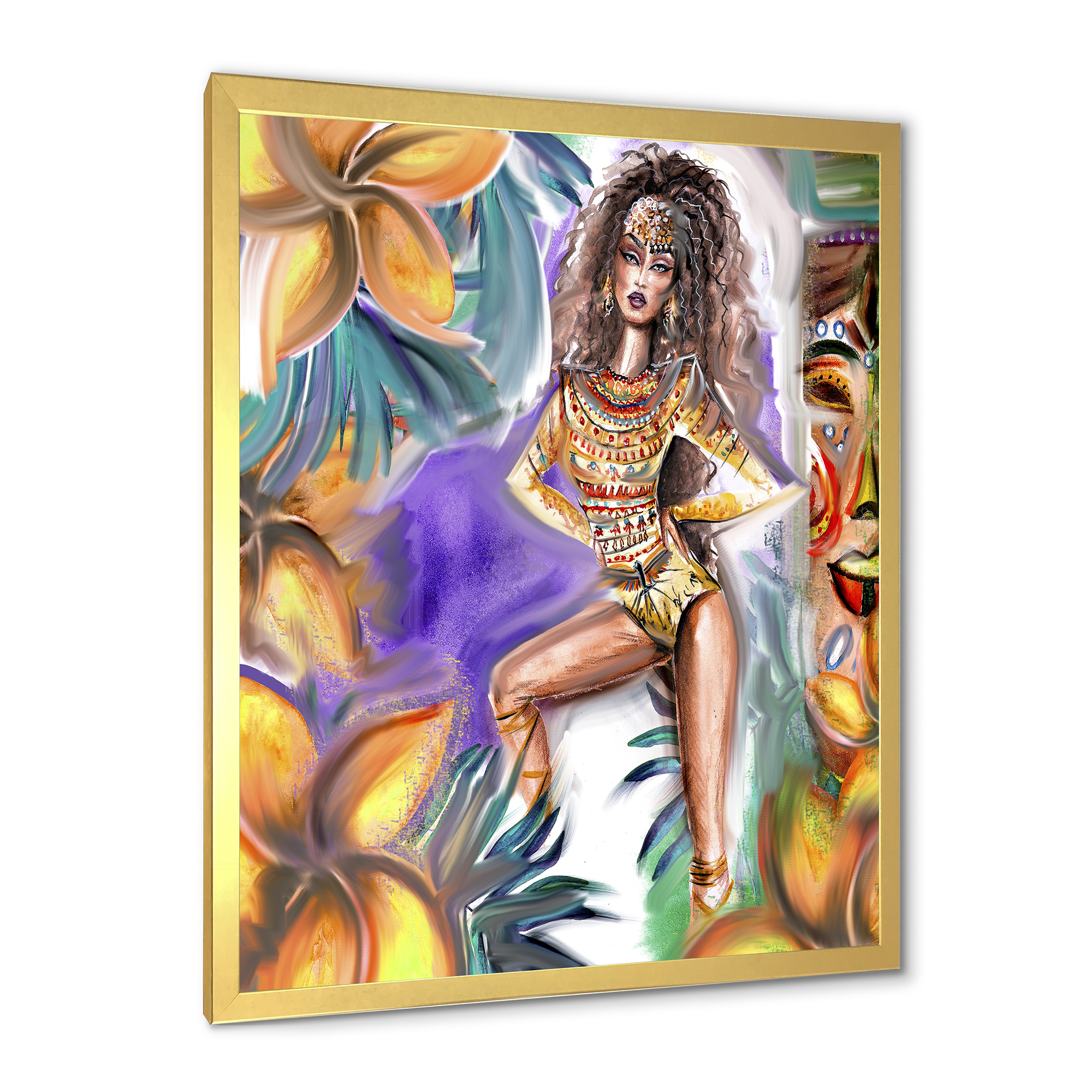 Designart 'Tropical Amazon Warrior Woman ' Traditional Framed Art Print
