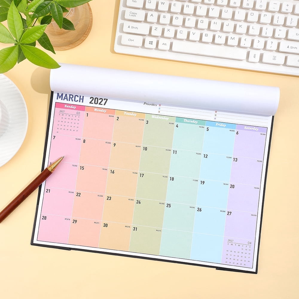 2027 Wall Calendar Planner - Large Monthly Calendar with Thick Paper Waterproof Transparent Cover January 2027 - December 2027 Pastel Rainbow Colors - Easy-to-Hang Wall Calendar Home Planning