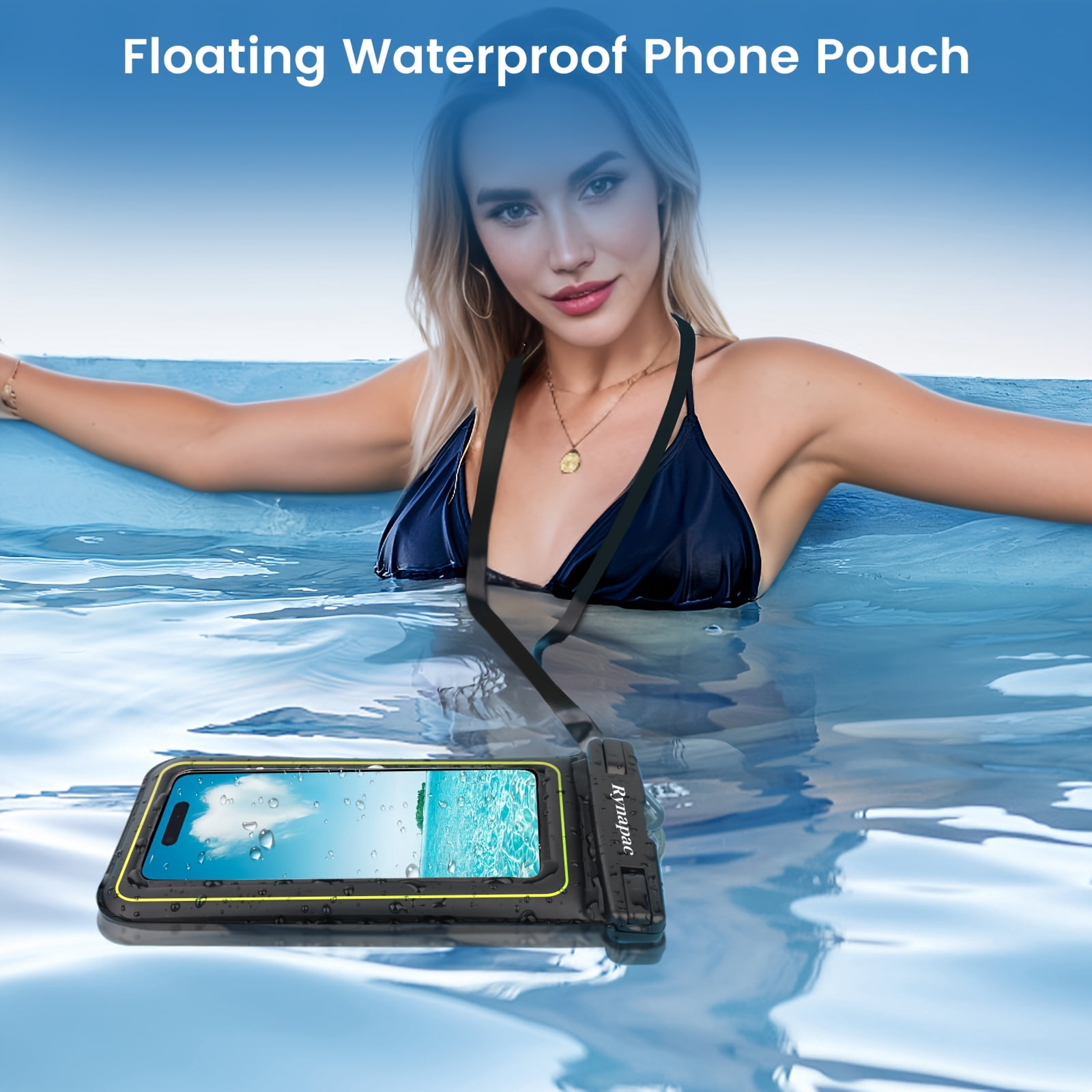 unbranded 2pcs Floating Phone Bag for IPhone16 15 14 13 12 11 Pro Max Phone Dry Bag for All Mobile Phones, Beach Water Park Universal Floating Bag