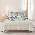 thumbnail image 3 of Twin XL Quilt Set 68''x98'', Blue Teal Eucalyptus Leaves Lightweight Bedspread Coverlet Set with 2 Pillow Shams, Watercolor Vintage Botanical Breathable All Season Quilt Bedding for Dorm/Guest Room, 3 of 9