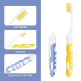 thumbnail image 2 of cepillos de dientes plegables, cerdas suaves portátiles, adecuados para viajes, campamentos, excursiones, página de inicio de la escuela (azul y amarillo), 2 of 4