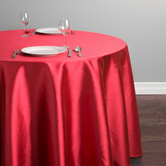 108 in. Round Shantung Silk Tablecloth Red