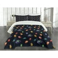 thumbnail image 3 of Ambesonne Space Quilted Bedspread Set 3 Pcs, Aliens in Love Happy, Queen Size, Multicolor, 3 of 5