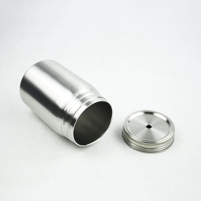 Tarro de albañil de acero inoxidable con tapa y inastillable, apto para lavavajillas, cortador de cristal para niños y adultos, plateado 700ml de una sola pared Macarena taza de tarro de albañil