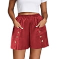 thumbnail image 2 of Inverlee Plus Size Elastic Waist Capri Jogger Pants for Women Casual Solid Color Cropped Trousers with Pockets Red XXXL, 2 of 7