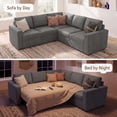 thumbnail image 3 of Marrber L-Shape Sleeper Sectional Sofa with Storage Chaise and Pull-Out Bed for Living Room and Apartment, Dark Grey, 3 of 6