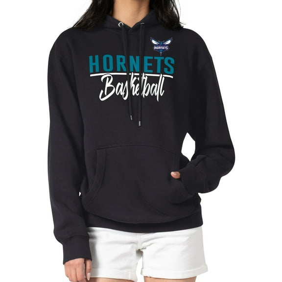 Women's G-III 4Her by Carl Banks Black Charlotte Hornets Graphics Fleece Pullover Hoodie