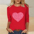 thumbnail image 2 of Goodeals Women 2025 Valentines Shirts Spring 3/4 Sleeve Tunic Tops Cute Heart Print Gift Blouse Trendy Aesthetic 3D Print Tunic Top(Red,XXXL), 2 of 5