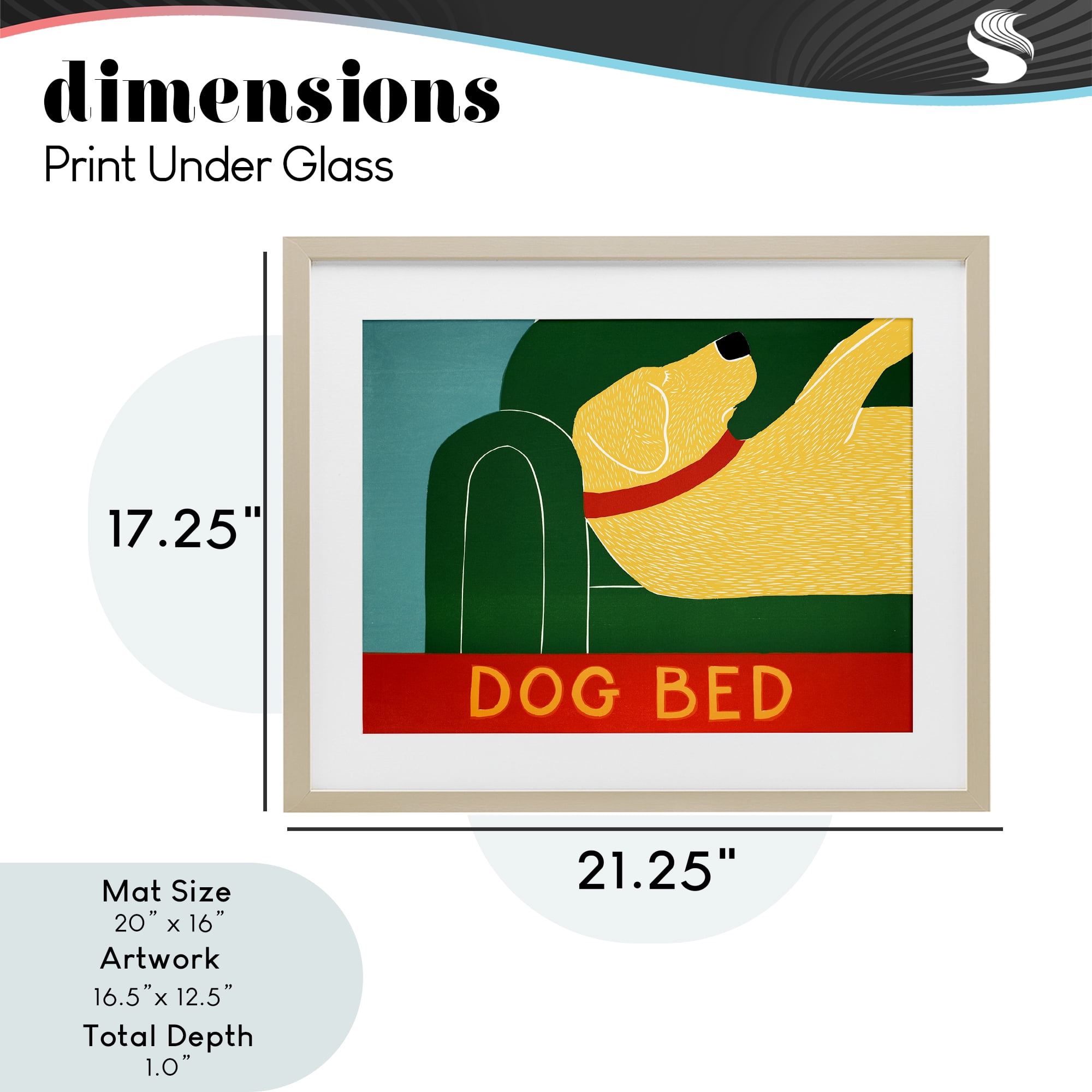 Dog Bed Labrador Birch Framed Print Under Glass, design by Stephen Huneck