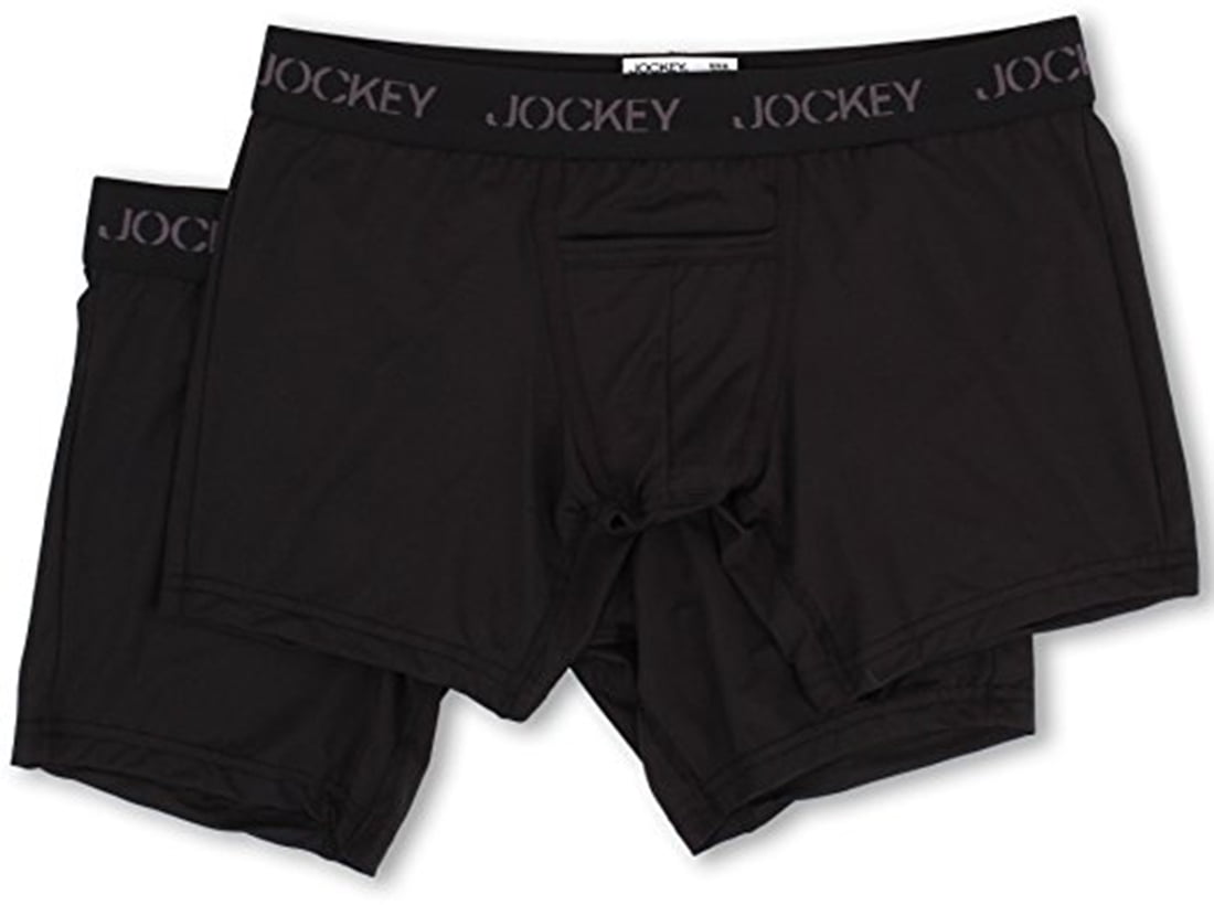 Jockey Mens Sport Microfiber Underwear Boxer Briefs, Black, Medium ...