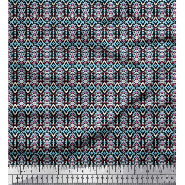 Soimoi Cotton Voile Fabric Geometric Ethnic Print Fabric by Yard 56 Inch Wide
