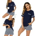 thumbnail image 6 of Women's Cotton Pajamas Set Round Neck Short Sleeve and Shorts Pajama Set for Women 2 Pieces Summer Short Sleepwear Sets Soft Loungewear Set for Women, S-XXL, 6 of 11