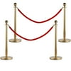 Ktaxon 4 Pcs Velvet Rope Stanchion Gold Color Plated Post Crowd Control Queue Pole