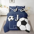 thumbnail image 2 of Castle Fairy Initial Alphabet J Boy Bedding Comforter Set 7 Pieces,Soccer Gamer Full Bedding Set Lightweight,Sport Theme Fitted Sheet Flat Sheet,Breathable Home Decor,Reversible, 2 of 8