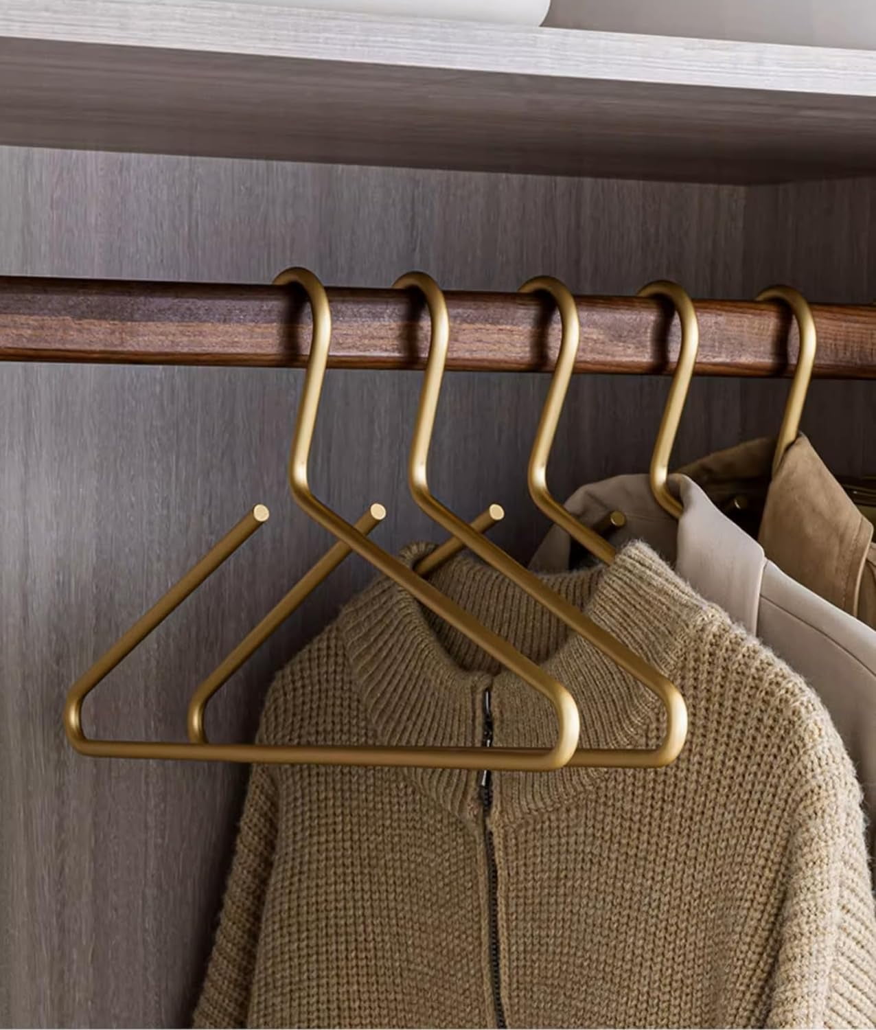 Premium Matte Gold Aluminum Coat Hanger Set of 10, 16.5 Inch Smooth Durable Metal Shirt & Dress Hangers, Clothing Support Hanger