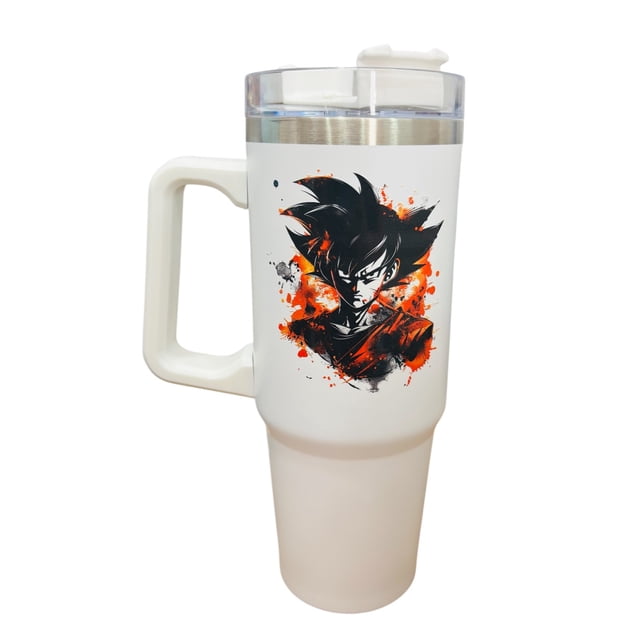 Termo de acero inoxidable Fartmex color blanco, Goku de 30 Oz